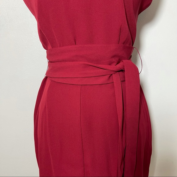 NWT Asos Sheath Dress Wrap Waist Sleeveless Red Sz 4 - Picture 6 of 16